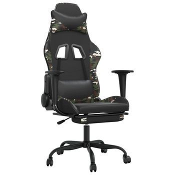 Silla Gaming | Silla De Oficina | Silla Gamer Ergonomica Con Reposapiés Cuero Sintético Negro Camuflaje