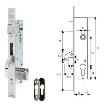 Cerradura Tesa 2240/20/3ni Con Escudo De Seguridad E190 Con Palanca Basculante Gancho Reforzado - Neoferr..