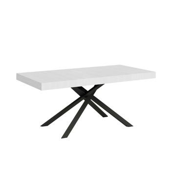 Mesa extensible 90x160/264 cm efecto madera fresno blanco, hierro