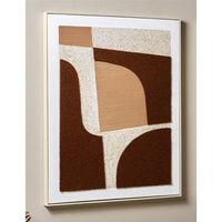 cuadro abst dif textur arena blanca y tela roja 82x4x102cm