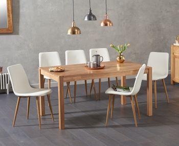 Oxford 150cm Solid Oak Dining Table with Helsinki Faux Leather Chairs