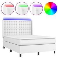 cama box spring colchon y led cuero sintetico blanco 140x190 cm vidaxl