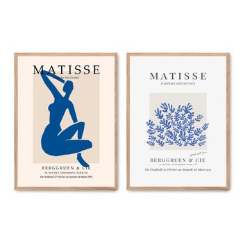 Set de 2 cuadros 059, marco premium chapado en roble, 50x70 cm
