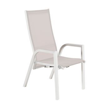 Sillón Para Jadín, Aluminio Blanco, Aluminio Y Textilene, Color Blanco, Sillon:110x57x70