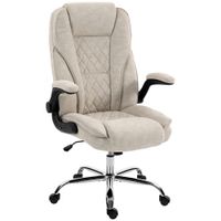 homcom sillon de oficina silla de oficina ergonomica con altura ajustable y reposabrazos abatibles 70x70x114-122 cm beige   aosom espana