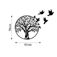 decoracion pared de metal arbol and birds negro 61x56 cm