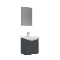conjunto de mueble con lavabo y espejo 2 piezas  - 55 x 50 x 58 cm - antracita mate