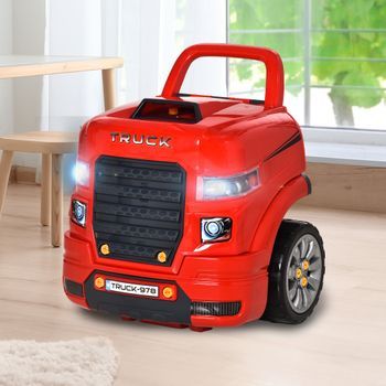 Motor De Tractor Para Niños De +3 Años Con 61 Piezas Rojo Homcom