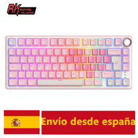 teclado mecanico espanol r75 rosa 81 teclas estructura de junta intercambiable en caliente rgb teclado gamer con cable teclas pbt