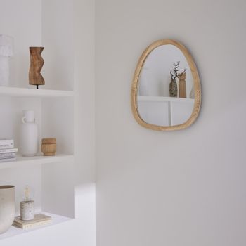 Espejo de madera de abeto decorativo de pared, 55cm, natural
