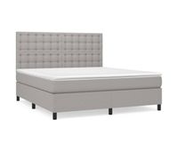 cama box spring con colchon tela gris claro 160x200 cm botones