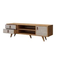 mesa tv100 tablero de aglomerado rechapado en melamina color roble  blanco