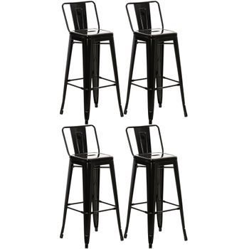 Juego De 4 Taburetes De Bar Mason Metal Negro 43x44x96 Cm Clp