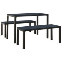set de comedor de jardin 3 pzas acero y wpc negro vidaxl