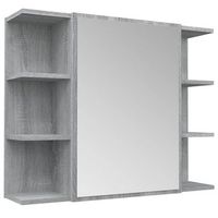 armario de espejo bano contrachapada gris sonoma 80x205x64 cm vidaxl