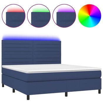 Cama Tapizada 203x180x128 Cm Tejido - Azul