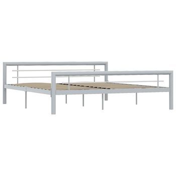 Cama Matrimonial | Cama Para Adultos | Estructura De Cama De Metal Gris Y Blanco 180x200 Cm