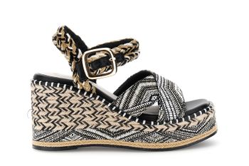 sandalias de tela gilda con cuña envuelta multi black