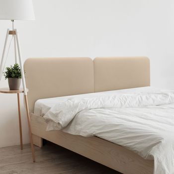 Dhome Cabecero Tapizado Liso Redondeado Polipiel Para Pared Acústicos Cabeceros Absorbentes Cabezal Cama Dormitorio (celeste, 190cm Dual)