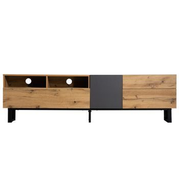 Mueble De Tv Mdf Urban Meuble 180x38x50 Cm - Roble Y Antracita