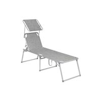 tumbona con respaldo reclinable gris  blanco