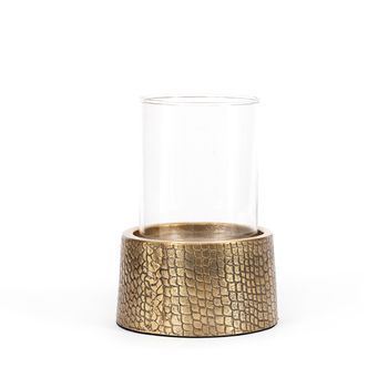 Portavelas Croco Con Cristal - Latón - L