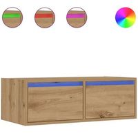 mueble de tv con luces led roble artisan 75x355x25 cm vidaxl