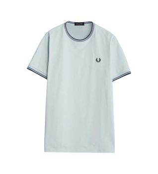 Fred Perry para hombre. M1588 Camiseta Twin Tipped azul (S), Casual, Algodón, Manga corta