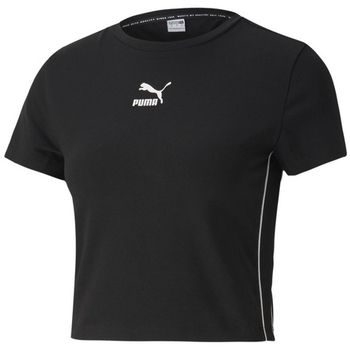 Puma Tops y Camisetas Classic Cropped Top T-Shirt Donna Black 597631 01 para mujer