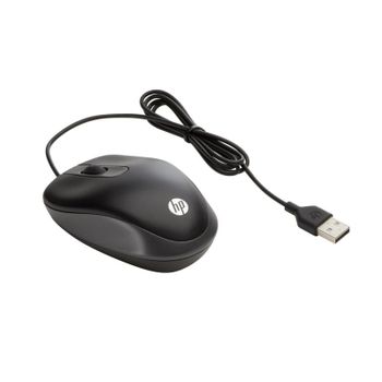 Ratón HP con cable USB tipo A 1000 DPI compacto ambidiestro negro