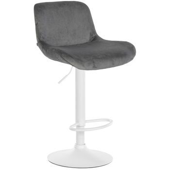 Taburete De Bar Solon Blanco Terciopelo Gris Oscuro 50x50x85 Cm Clp