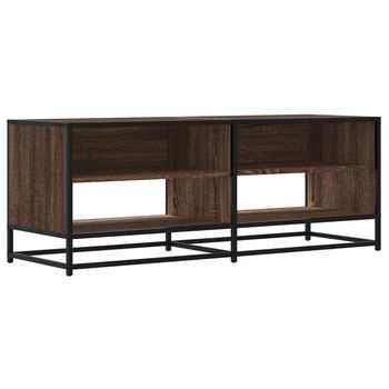 Mueble Tv Metal Y Madera Ingeniería Marrón Roble 120,5x40x46 Cm Vidaxl