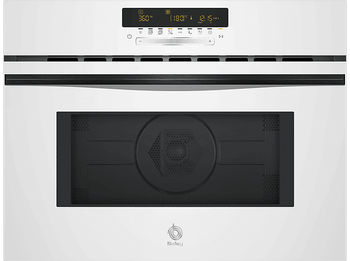 Horno compacto con microondas- Balay 3CW5179B3, Serie Cristal, Multifunción, Aquálisis, 44 l, Función Aire caliente, Control Deslizante, 60 cm, Blanco