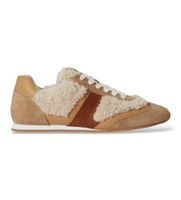 lauren ralph lauren para mujer 802p18444001 zapatillas dani de ante y borreguillo marron 38 beige plano serraje cordones casual