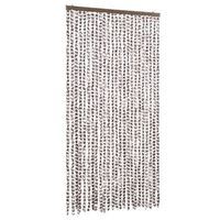 cortina antimoscas chenilla gris taupe y blanco 100x230 cm