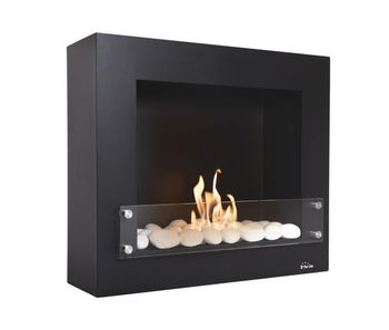 Chimenea de etanol de 2kw y 1.2l de capacidad. diseño rectangular en acero lacado. incluye un kit de piedras cerámicas. jarra y embudo para facilitar el llenado. sin humos. olores ni cenizas.