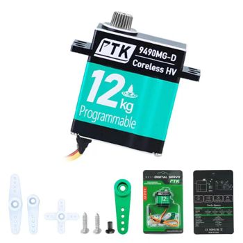 PTK 9490 MG-D 9g 12KG Alto Torque Engranaje de Acero Inoxidable Servo Digital RC a Prueba de Agua sin Núcleo para Modelo