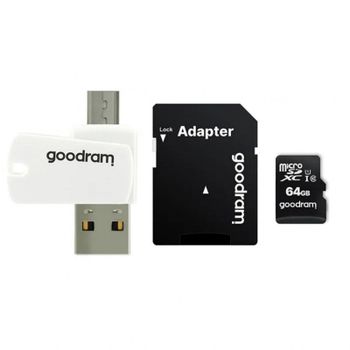 GoodRam M1A4 All in One Lector de Tarjetas OTG USB 2.0/Micro USB + MicroSDXC 64GB UHS-I Clase 10 + Adaptador SD