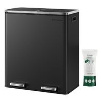cubo de basura de reciclaje de 2 x 30 l con pedal de color negro