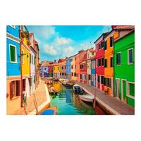 papel pintado 3d - colorful canal in burano 250x175 cm