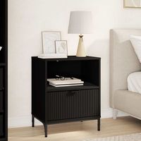 mesa de noche - mueble para dormitorio - madera contrachapada - negro 49x36x61cm