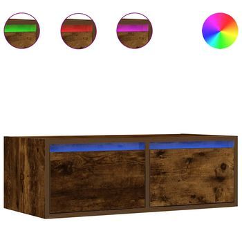 Mueble De Tv Con Luces Led Roble Ahumado 75x35,5x25 Cm