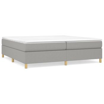 Cama Matrimonial | Cama Para Adultos | Estructura De Cama Box Spring Tela Gris Claro 200x200 Cm
