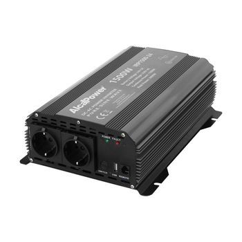 Alcapower - Inversor De Onda Sinusoidal Pura De 1500 W, 24 V (pico De 3000 W), Doble Toma Schuko Y Usb, Para Camiones, Autobuses Y Cabinas Solares