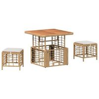 conjunto de comedor de jardin con cojin 3 piezas  mueble de jardin natural y