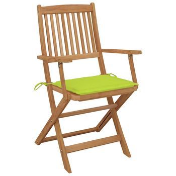 Pack 4 Uds Sillas De Jardín | Silla De Exterior | Sillón Plegables Y Cojines Madera Maciza Acacia Cfw6951300