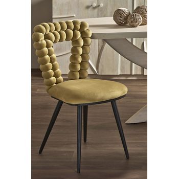 Silla Nimpha Triangular Terciopelo Amarillo 47x47x85 Cms