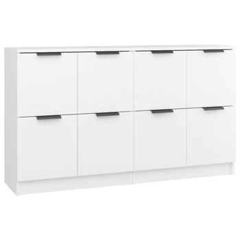 Juego de 2 aparadores madera contrachapada blanco 60x30x70 cm
