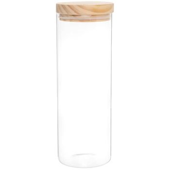 Tarro de vidrio con tapa de madera de pino Alt. 29 cm
