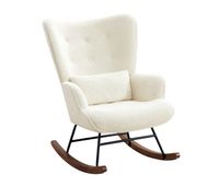 mecedora de sala de estar reposabrazos de peluche beige mecedora escandinava con almohadilla para la cintura silla de lectura beige